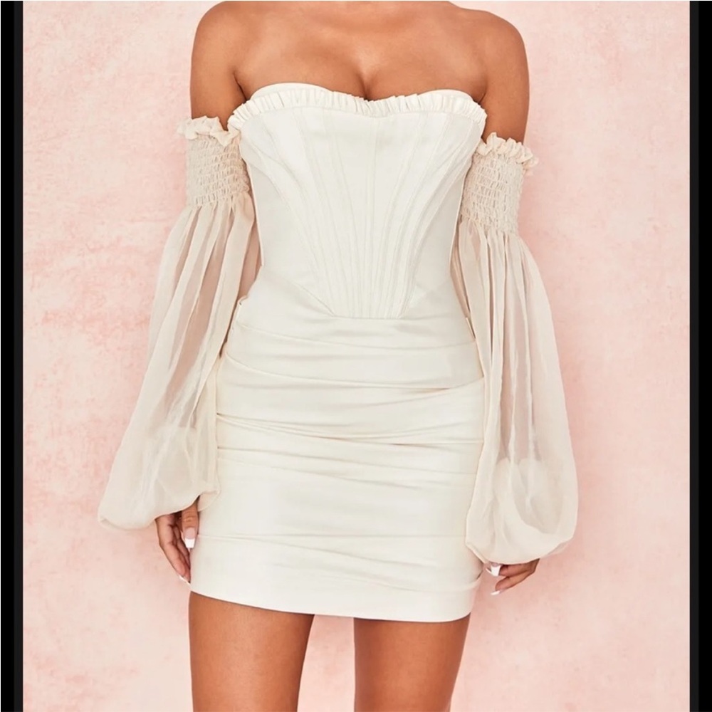 House of CB Beau Draped Ivory Corset Dress